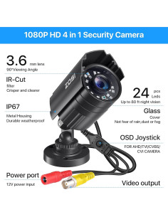 Cámara de Seguridad ZOSI 1080P HD 2.0MP IP67 Interior Exterior 2