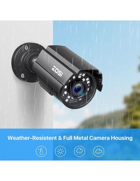 Cámara de Seguridad ZOSI 1080P HD 2.0MP IP67 Interior Exterior