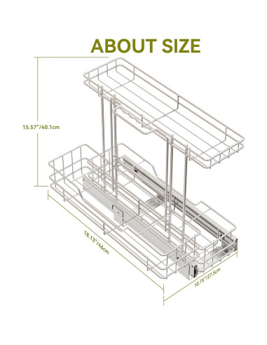 Organizador Deslizante STORKING 2 Niveles Cromado 28x46 cm