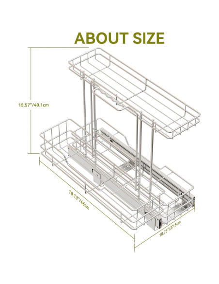 Organizador Deslizante STORKING 2 Niveles Cromado 28x46 cm