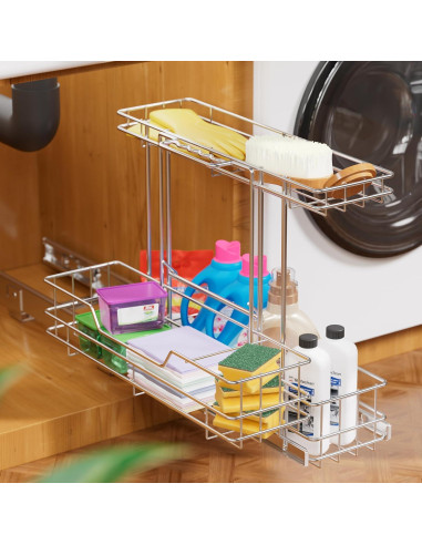 Organizador Deslizante STORKING 2 Niveles Cromado 28x46 cm