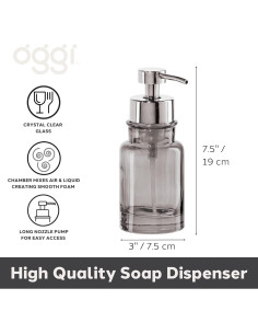 Dispensador de Jabón Espumoso OGGI de Vidrio 295ml Gris 2