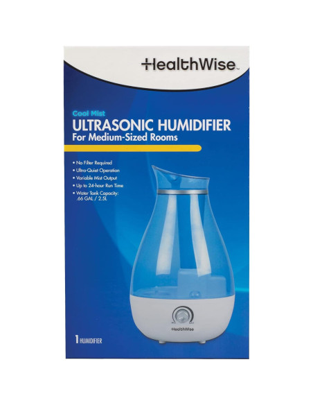 Humidificador Ultrasonico HealthWise 2.6L Niebla Fría Sin Filtro