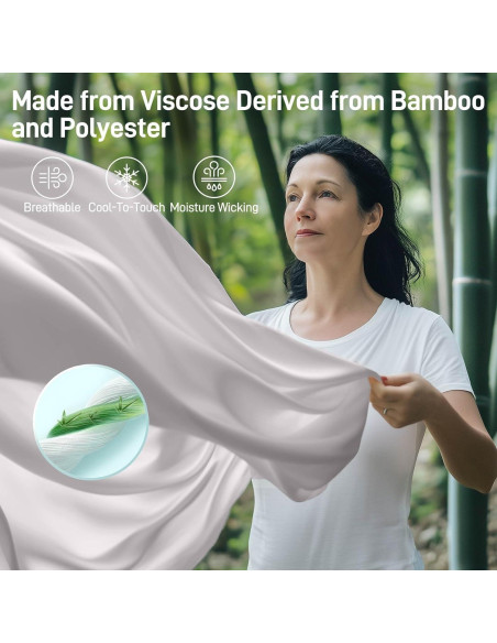 Juego de Sábanas Queen Caelorin 4 Piezas Viscosa Bambú Gris