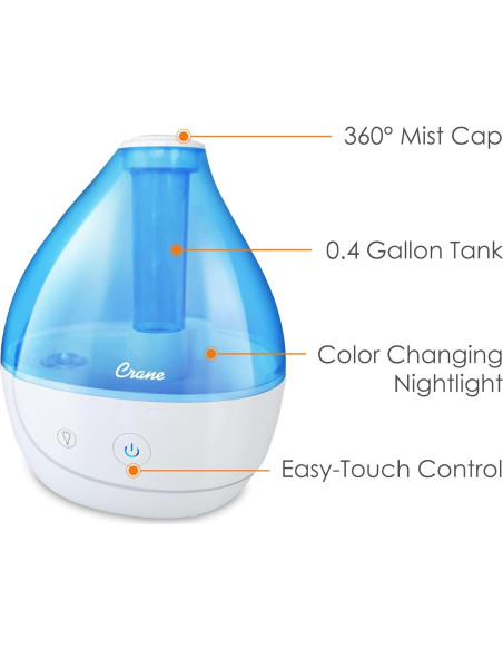 Humidificador Ultrasonico Crane 1.5L Niebla Fría Silencioso