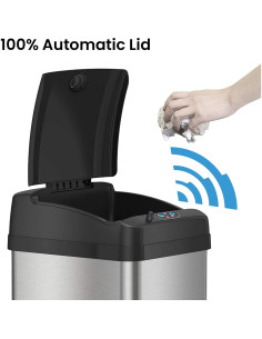 Basurero Automático iTouchless 13 Gal Acero Inoxidable con Sensor 2