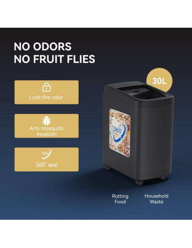 Basurero Automático ELLO&ALLO 30L con Sensor de Movimiento Negro