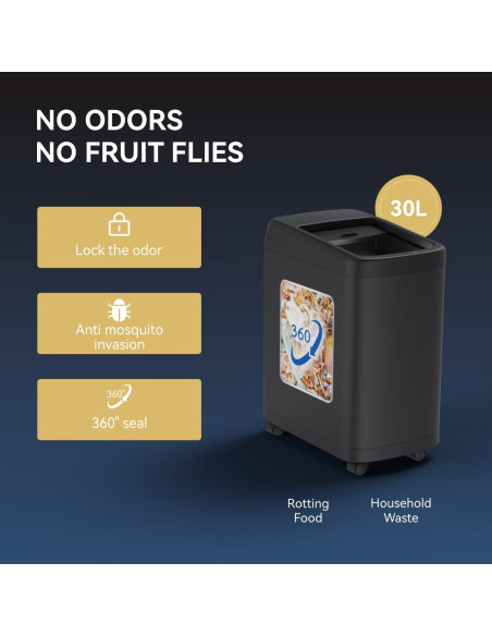 Basurero Automático ELLO&ALLO 30L con Sensor de Movimiento Negro