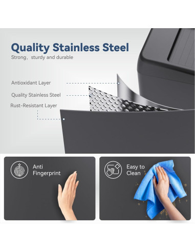 Basurero Automático ELLO&ALLO 30L con Sensor de Movimiento Negro