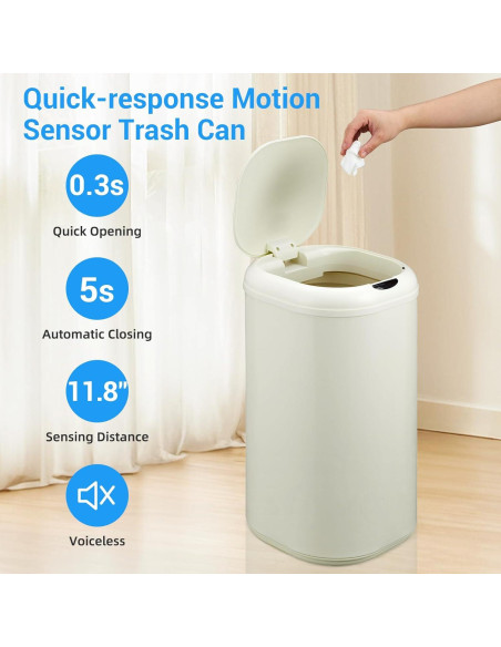 Basurero Automático GarveeHome 30L con Sensor de Movimiento Beige