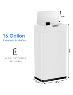 Basurero Automático con Sensor Athlike 60.57 L Blanco 2