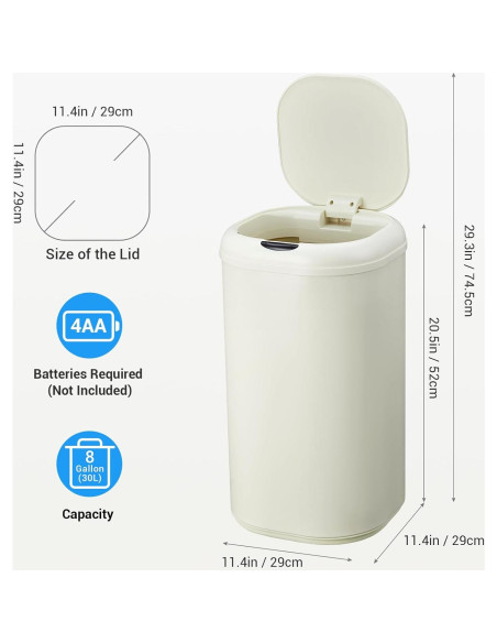 Basurero Automático GarveeHome 30L con Sensor de Movimiento Beige