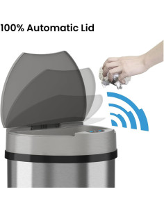 Bote de Basura iTouchless 49L Acero Inoxidable con Sensor 2