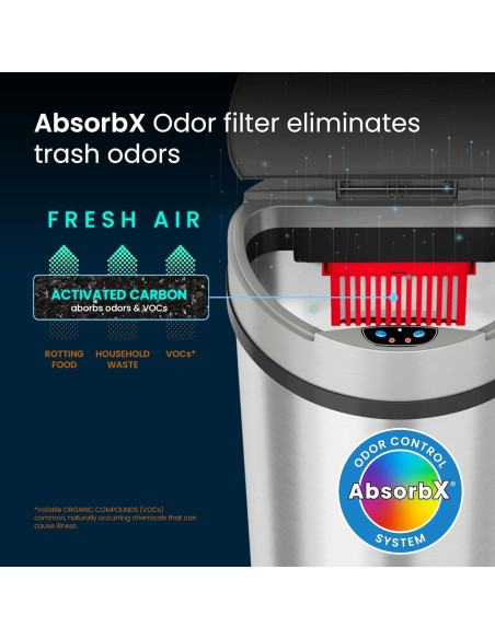 Bote de Basura iTouchless 49L Acero Inoxidable con Sensor