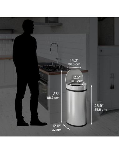 Bote de Basura iTouchless 49L Acero Inoxidable con Sensor