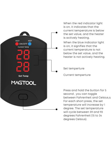 Calentador de Acuario Magtool 300W para Tanques 150-360L
