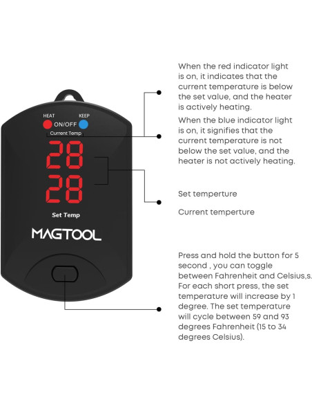 Calentador de Acuario Magtool 300W para Tanques 150-360L