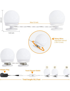 Luces de Tocador AIBOO 16 Bombillas LED Regulables para Maquillaje 2