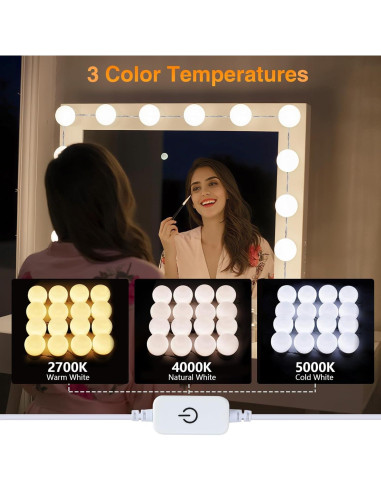 Luces de Tocador AIBOO 16 Bombillas LED Regulables para Maquillaje
