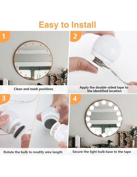 Luces de Tocador AIBOO 16 Bombillas LED Regulables para Maquillaje