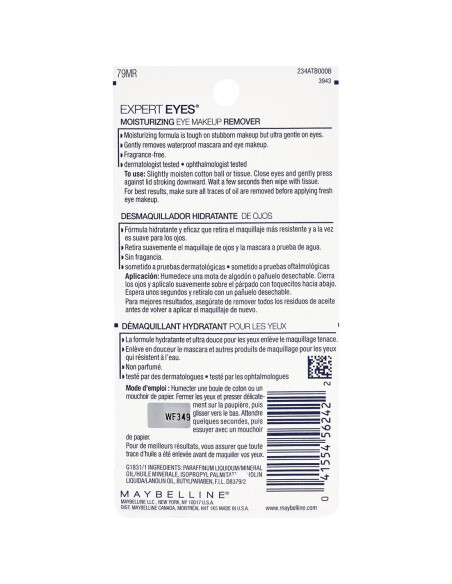 Removedor de Maquillaje de Ojos Hidratante Maybelline 68.6 ml