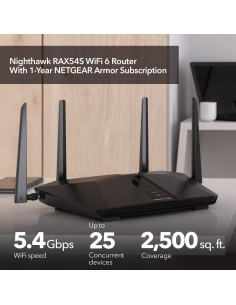 Router WiFi 6 NETGEAR Nighthawk RAX54S AX5400 Doble Banda 2