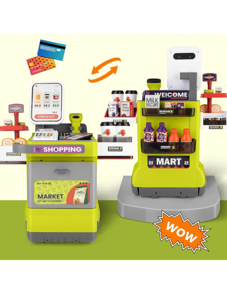 Caja Registradora Juguete de Supermercado deAO Verde 48PCS