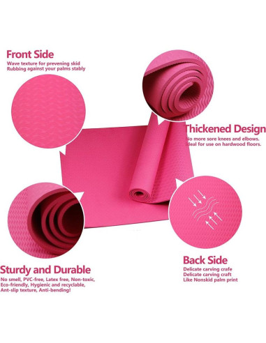 Alfombrilla de Yoga Antideslizante Diseño Atractivo 6mm Rosa