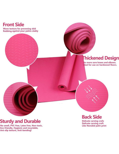Alfombrilla de Yoga Antideslizante Diseño Atractivo 6mm Rosa