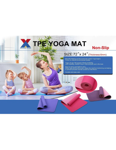 Alfombrilla de Yoga Antideslizante Diseño Atractivo 6mm Rosa