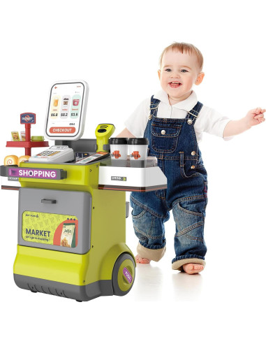 Caja Registradora Juguete de Supermercado deAO Verde 48PCS