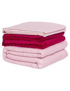 Manta con peso Giantex 60x80 cm 9 kg Rosa con 2 fundas