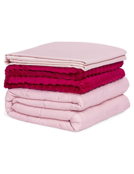 Manta con peso Giantex 60x80 cm 9 kg Rosa con 2 fundas