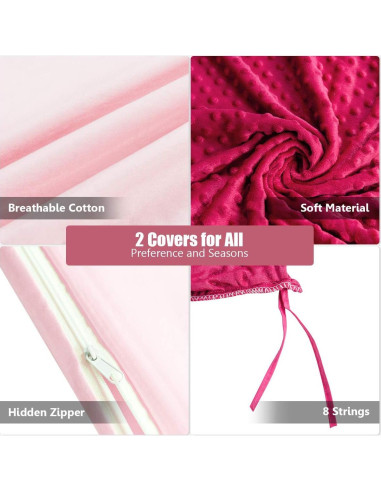 Manta con peso Giantex 60x80 cm 9 kg Rosa con 2 fundas