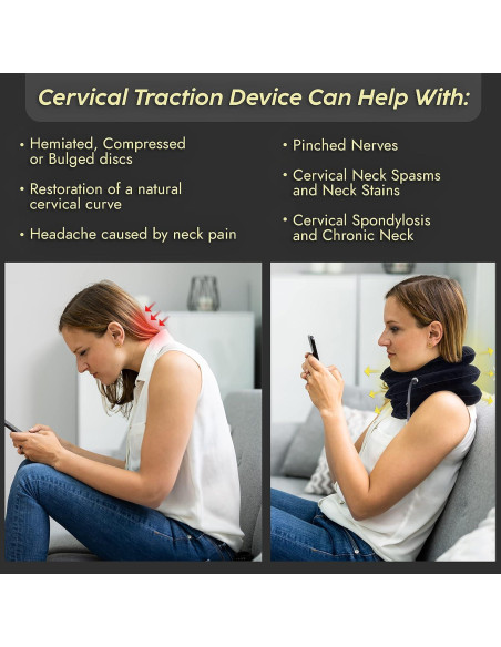 Dispositivo de Tracción Cervical iBYWM Ajustable Negro Carbón