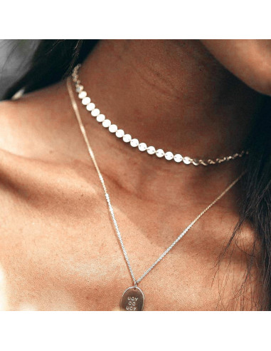 Collar Choker Dainty de Oro 14K y Plata Esterlina Ajustable