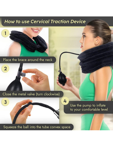 Dispositivo de Tracción Cervical iBYWM Ajustable Negro Carbón