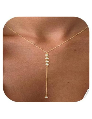 Collar Lariat de Oro 14K para Mujeres con Colgante en Y