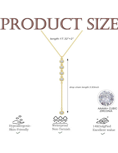 Collar Lariat de Oro 14K para Mujeres con Colgante en Y