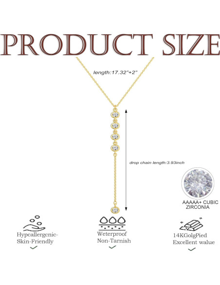 Collar Lariat de Oro 14K para Mujeres con Colgante en Y