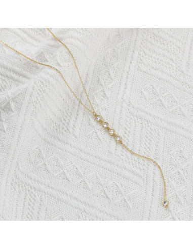 Collar Lariat de Oro 14K para Mujeres con Colgante en Y