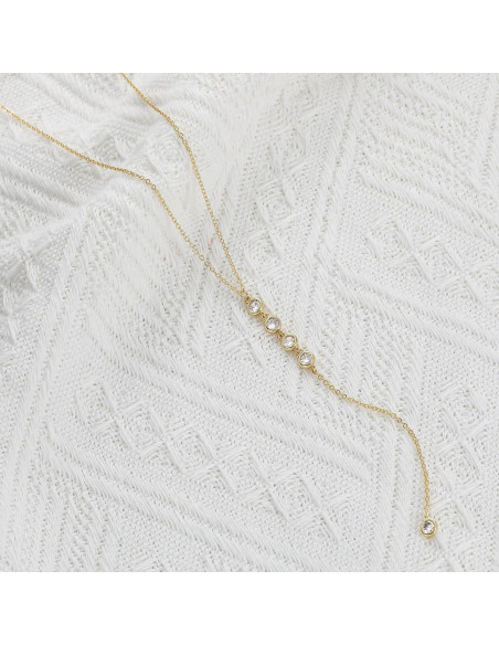 Collar Lariat de Oro 14K para Mujeres con Colgante en Y