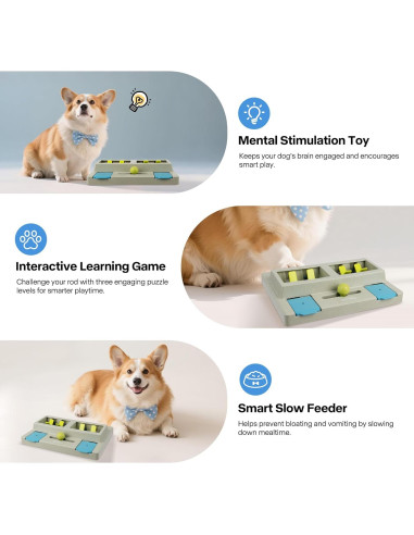 Dispensador de Comida para Perros Pawise 3 Niveles Azul