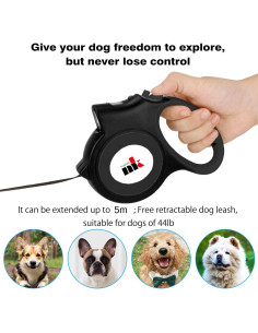 Correa de Perro Retráctil Makife 5m con Luz LED hasta 25kg 2