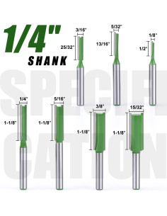 Juego de Brocas de Router Rectas Newdeli 7Pcs 1/4" Carburo 2