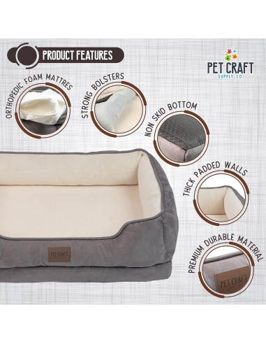 Cama Ortopédica para Perros Mediana Pet Craft 76.2x50.8cm