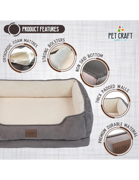 Cama Ortopédica para Perros Mediana Pet Craft 76.2x50.8cm