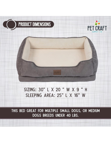 Cama Ortopédica para Perros Mediana Pet Craft 76.2x50.8cm