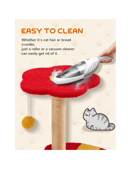 Árbol de Gato BUPPLEE 94cm con 3 Postes de Rascado y Perchero