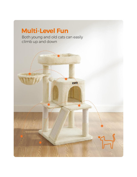 Árbol para Gatos Feandrea UPCT51M Beige 96 cm con Rascador